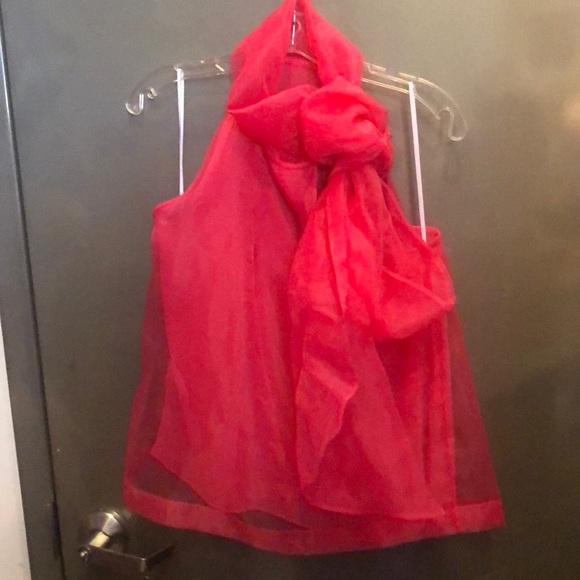 Zara Pink Sheer Blouse with Bow - Picture 4 of 5